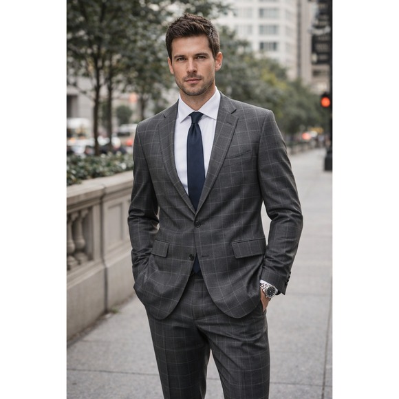 Stafford Other - Stafford Suit Mens 50R Gray Windowpane Two Piece Preppy Business Formal Classic